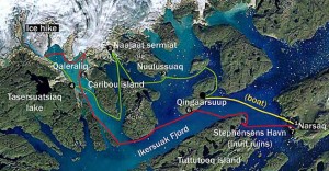 Greenland kayaking tours 8 days map